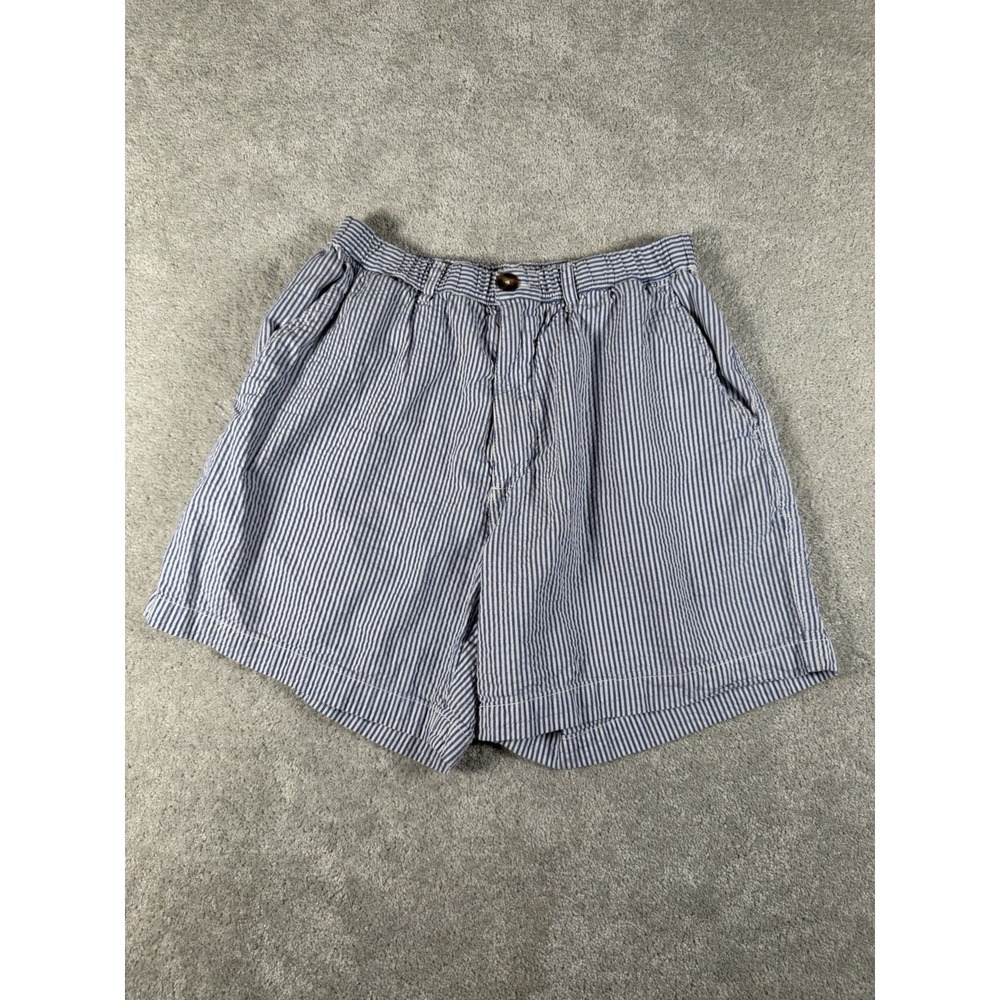Bear Bottom Shorts Men M Blue White Seersucker Elastic Waist Chino Preppy 5.5"